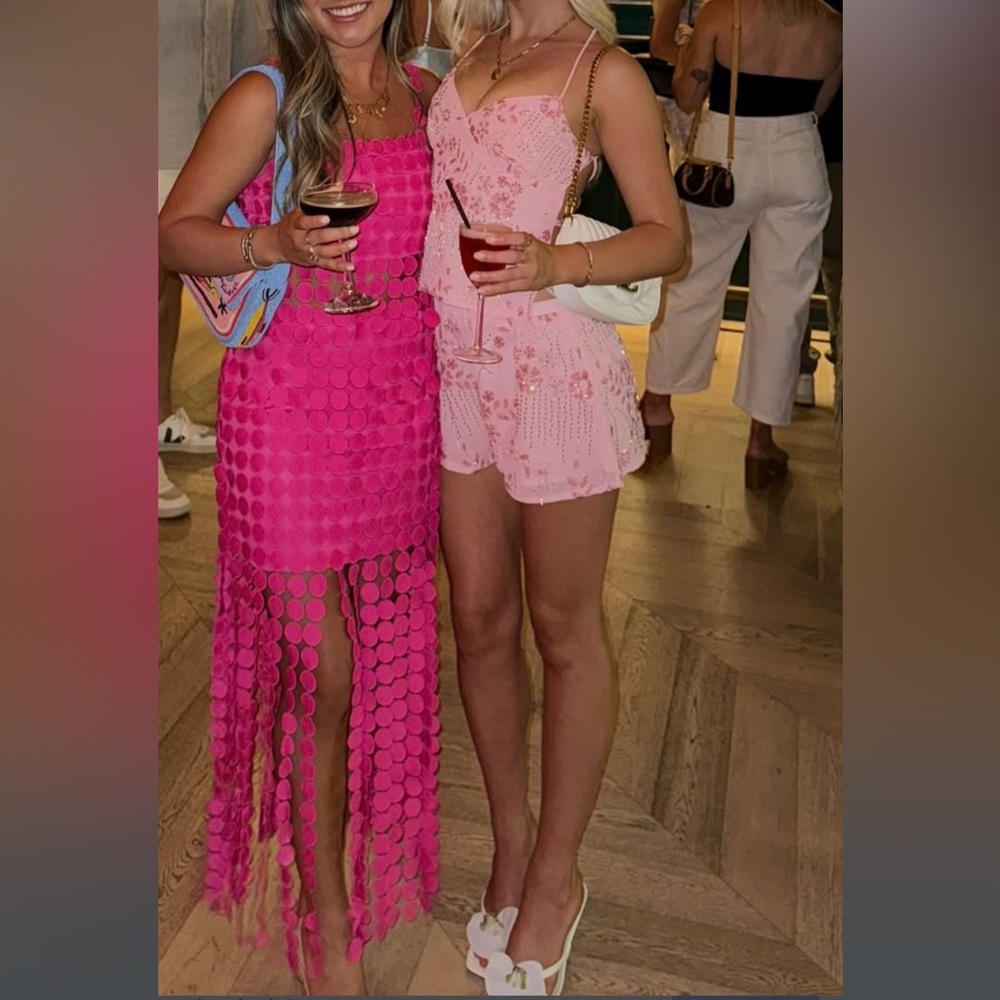 Peppermayo pink beaded shorts and tank set xs